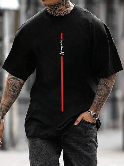 Playera negra linea roja