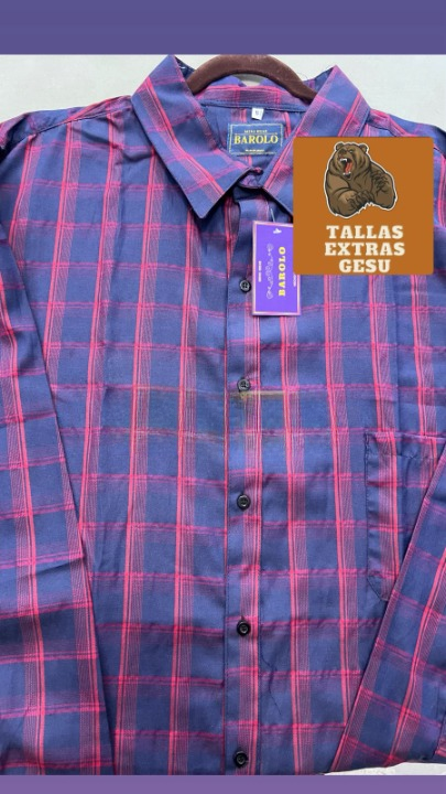 Camisa de vestir cuadros morado rosa