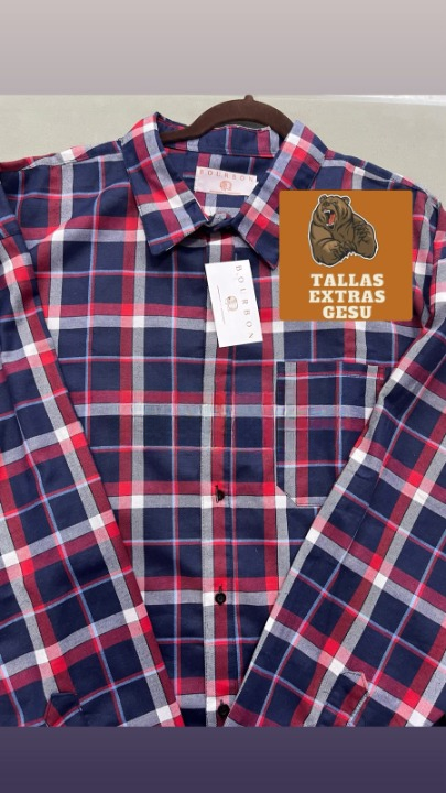 Camisa de vestir cuadros rojo y azul