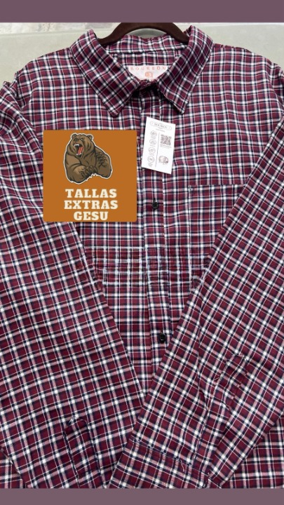 Camisa de vestir cuadros vino